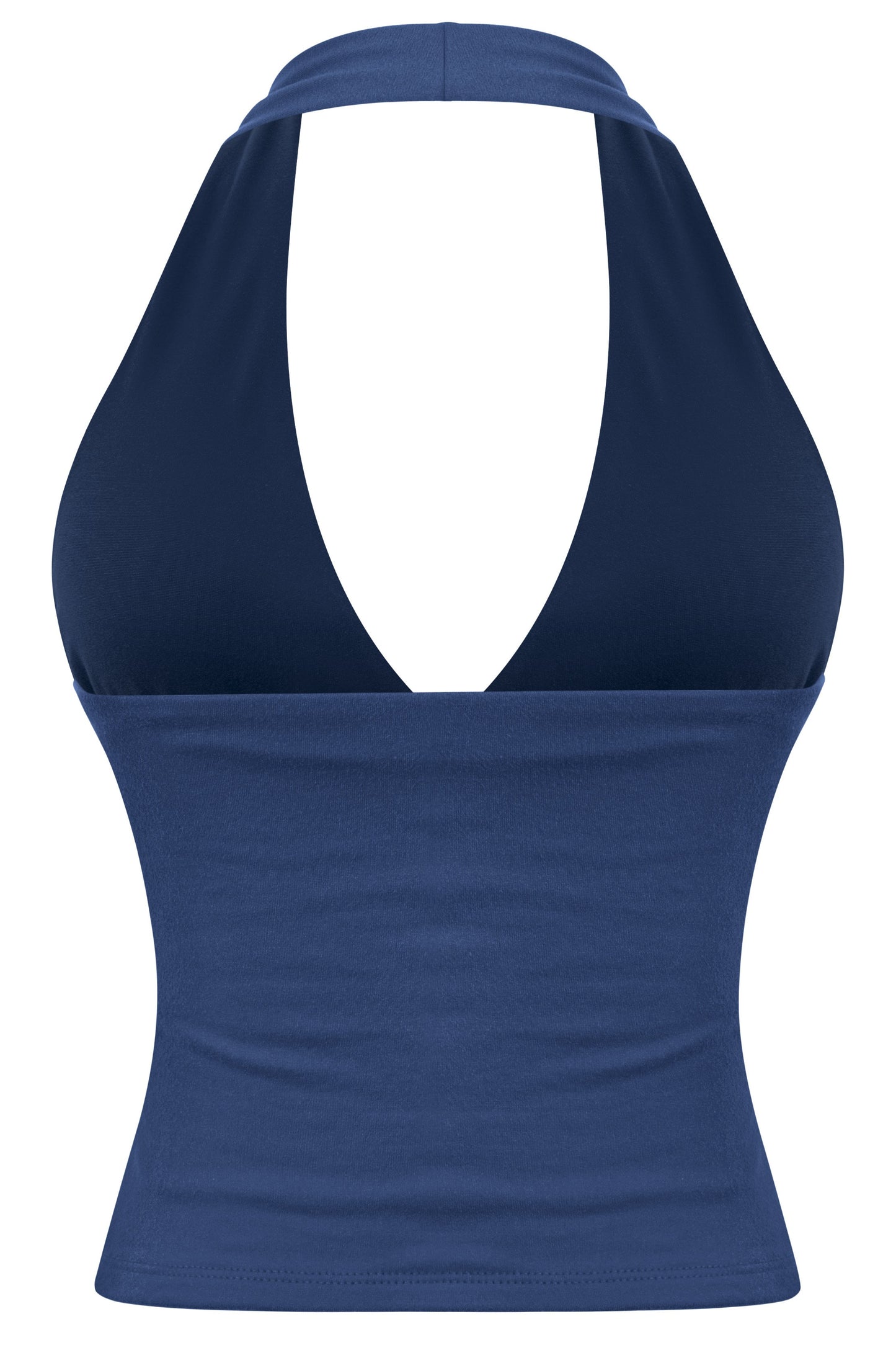 ALEXA -SLEEVELESS HALTER OPEN BACK CROP TOP-NAVY