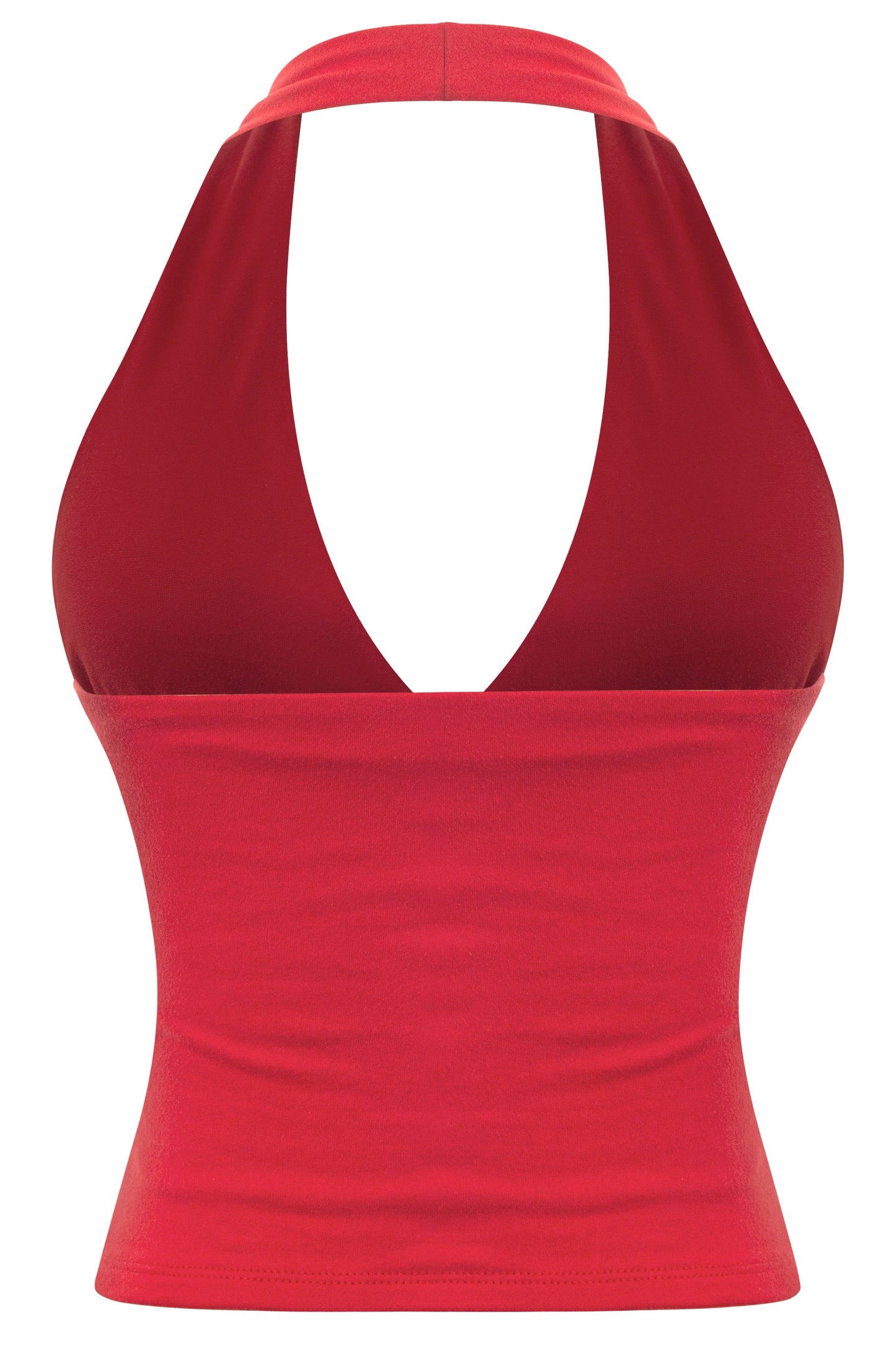 ALEXA -SLEEVELESS HALTER OPEN BACK CROP TOP-RED