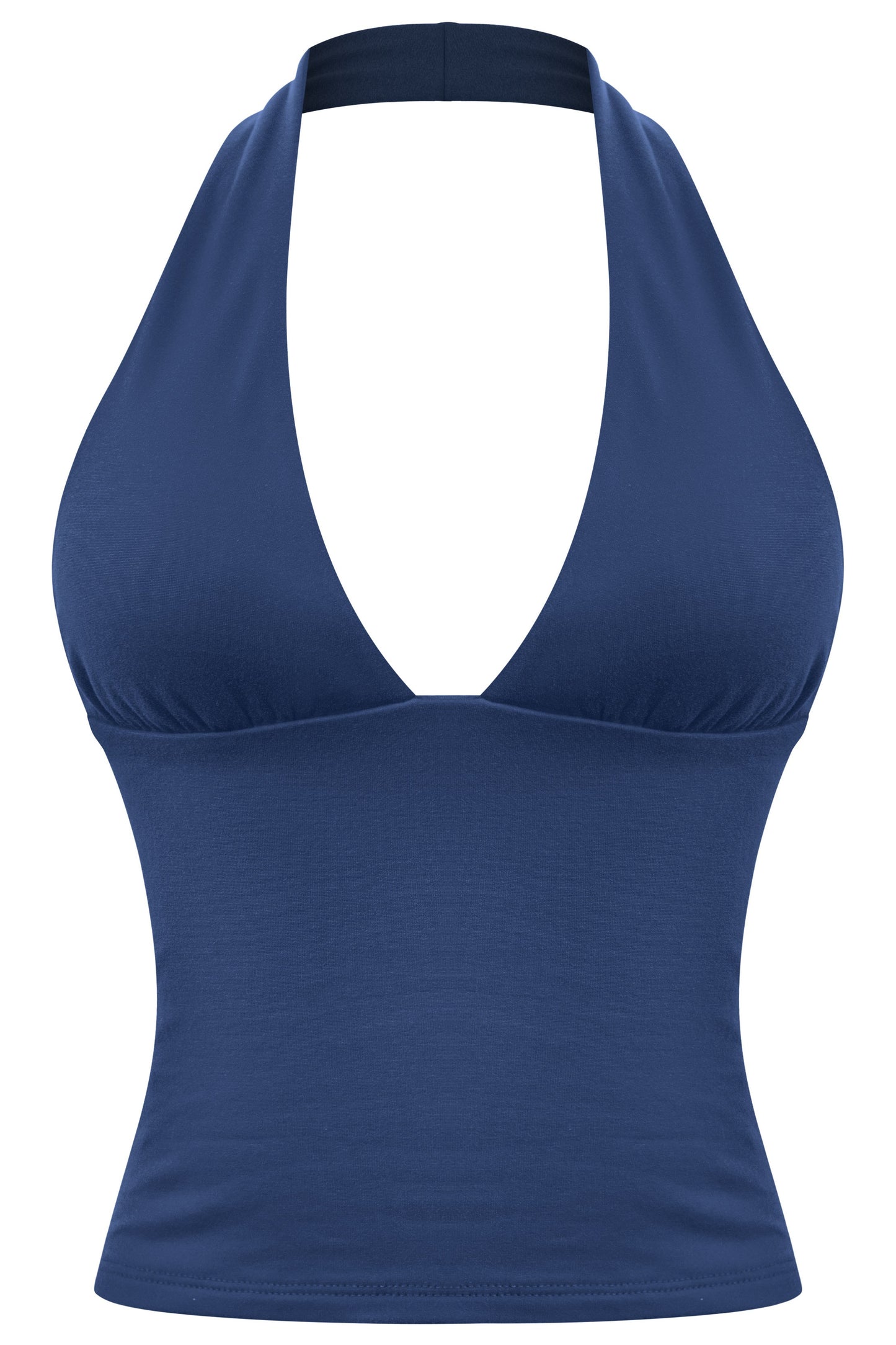 ALEXA -SLEEVELESS HALTER OPEN BACK CROP TOP-NAVY