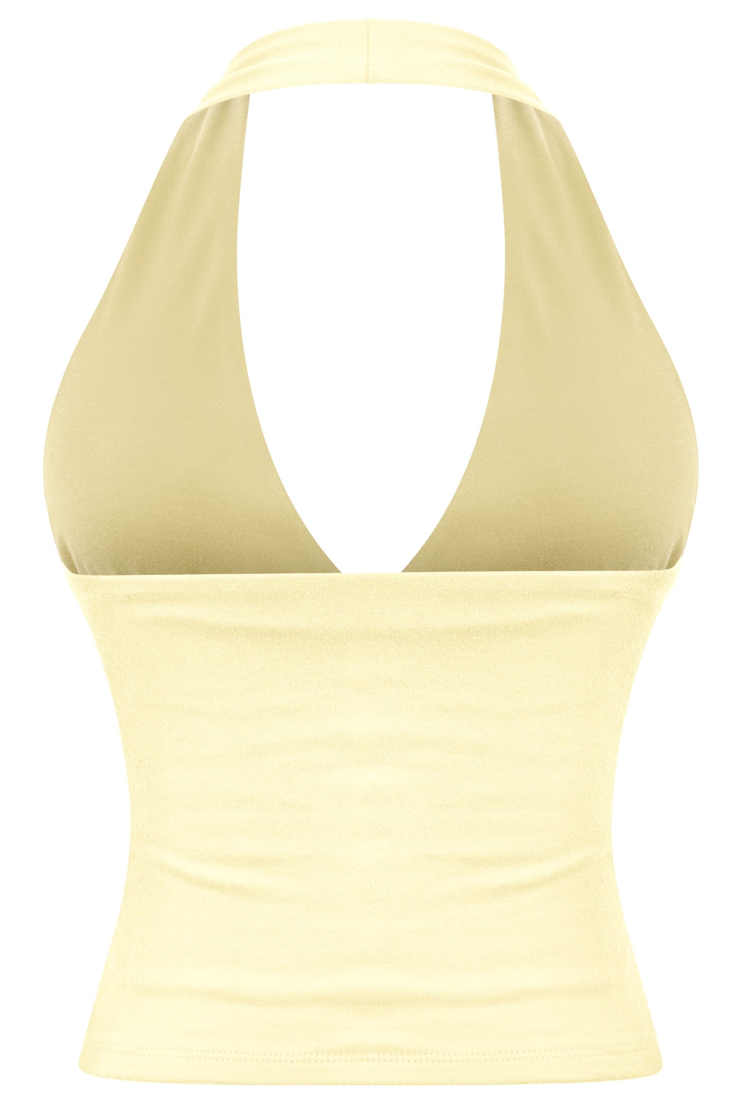 ALEXA -SLEEVELESS HALTER OPEN BACK CROP TOP-LIGHT YELLOW