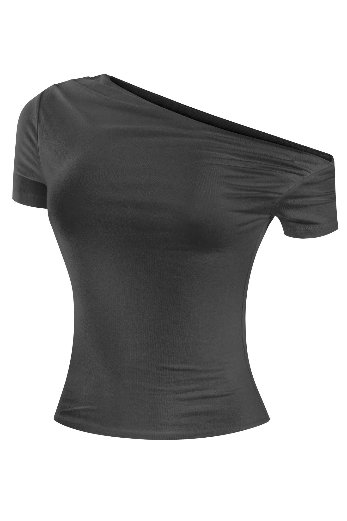 JESSY -SHORT SLV OFF SHOULDER CROP TOP- black-