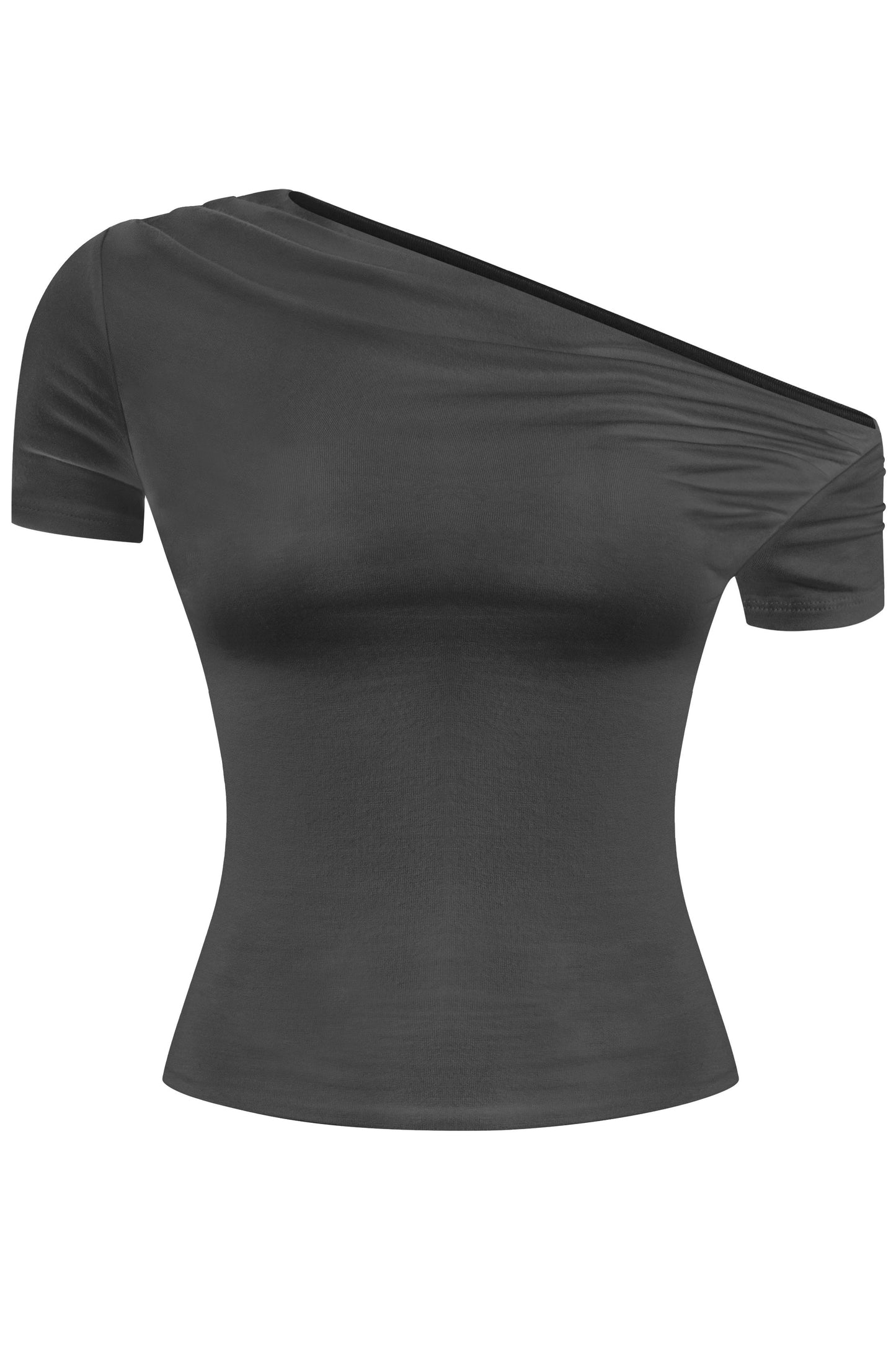 JESSY -SHORT SLV OFF SHOULDER CROP TOP- black-