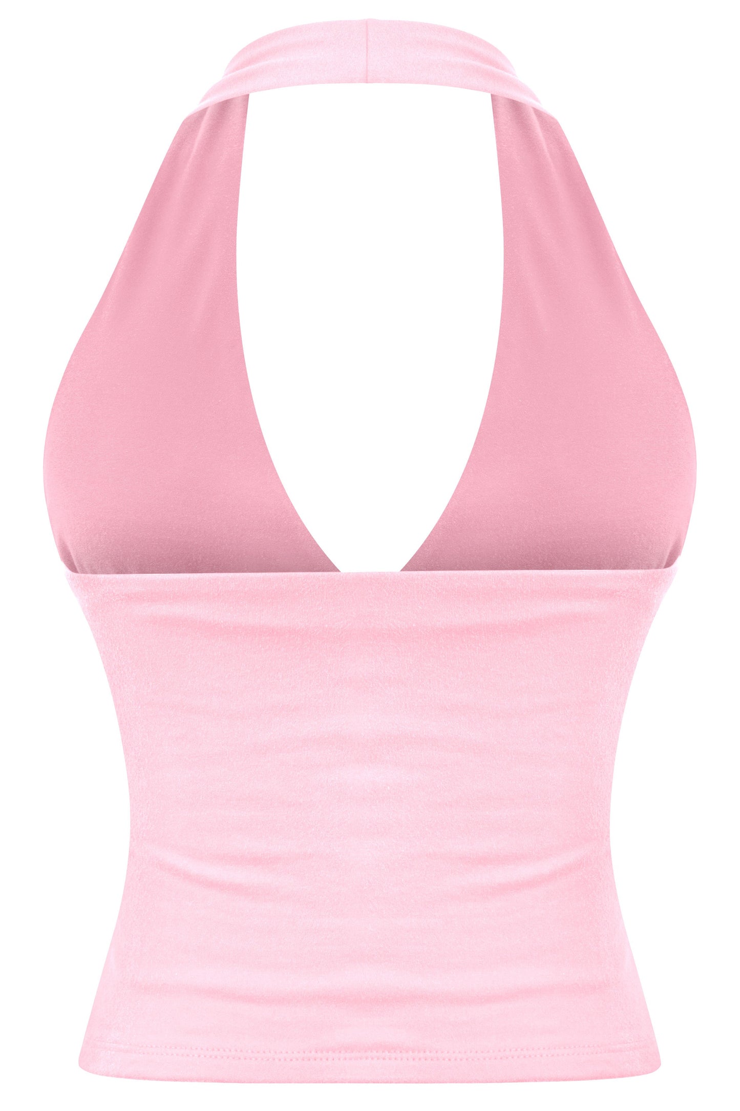 ALEXA -SLEEVELESS HALTER OPEN BACK CROP TOP- LIGHT PINK