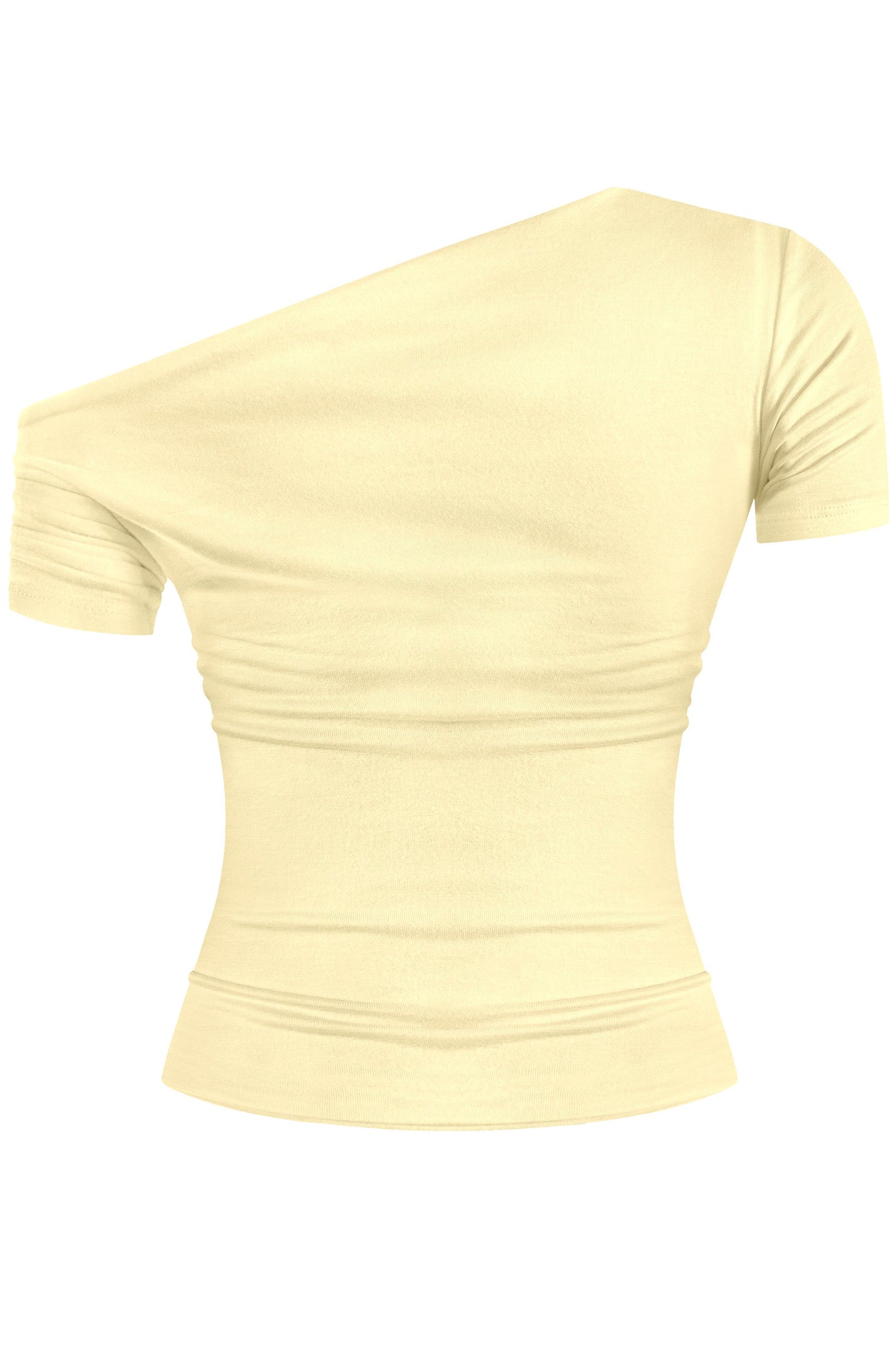 JESSY -SHORT SLV OFF SHOULDER CROP TOP- Light yellow -