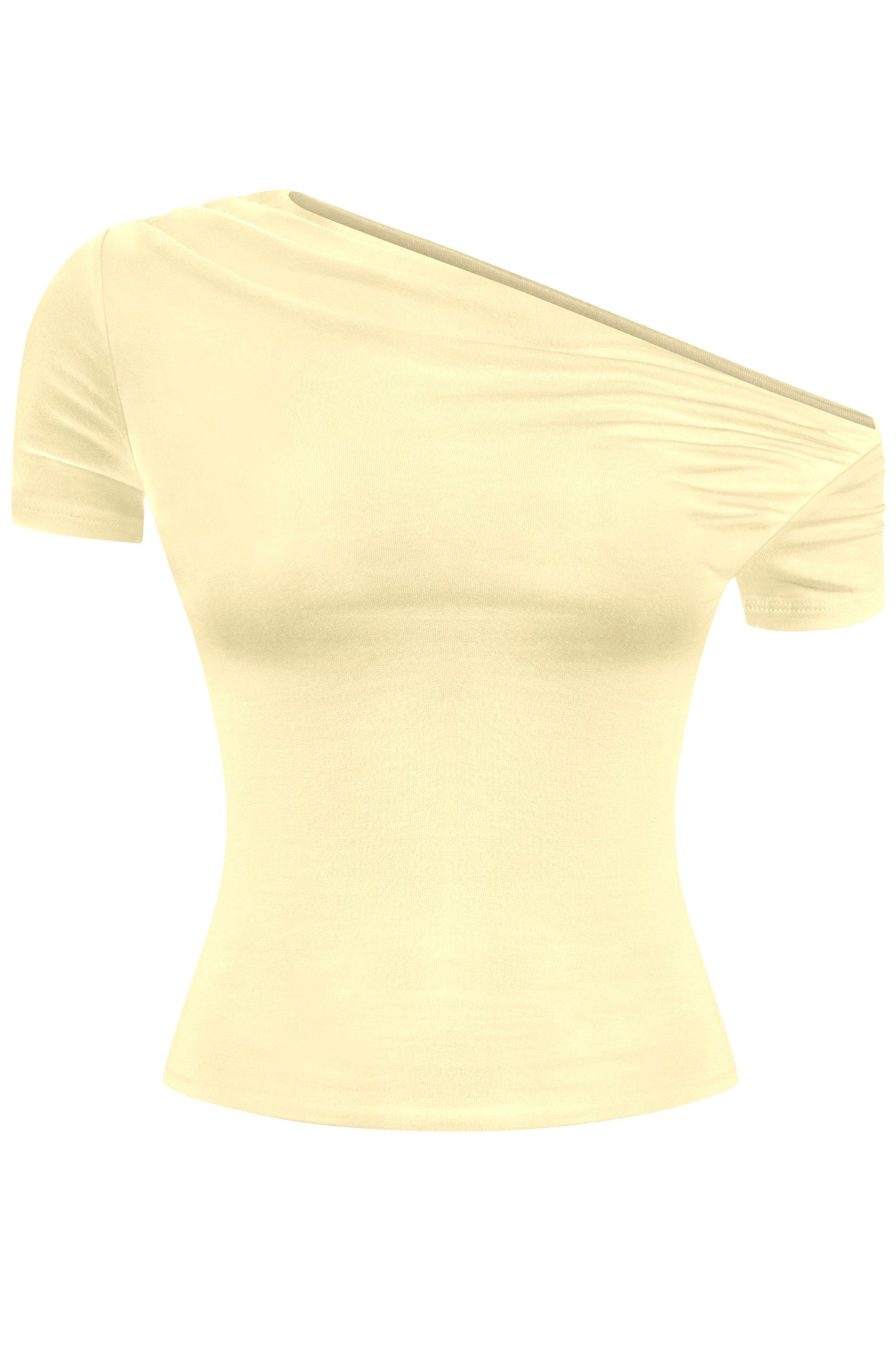JESSY -SHORT SLV OFF SHOULDER CROP TOP- Light yellow -