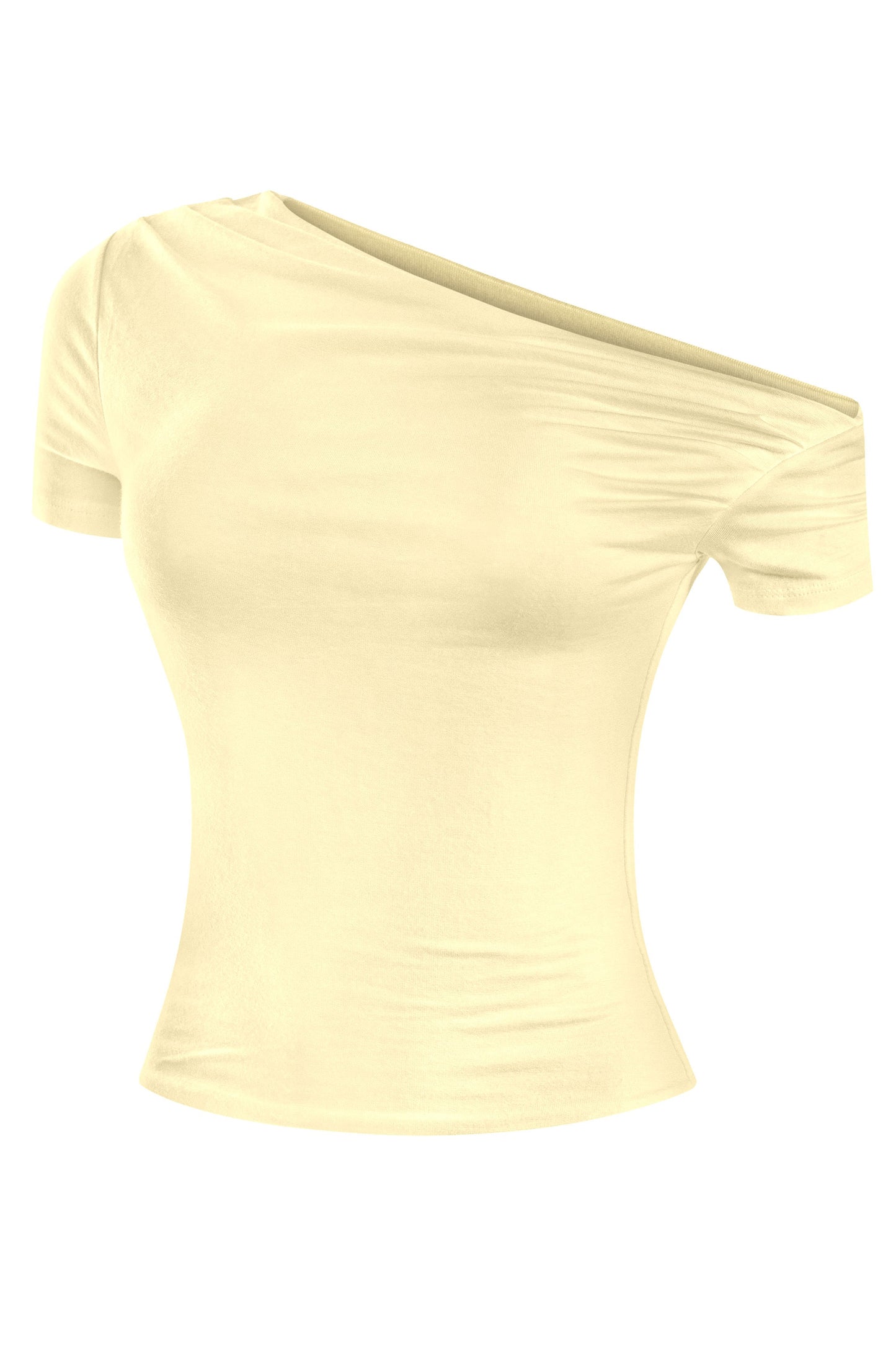 JESSY -SHORT SLV OFF SHOULDER CROP TOP- Light yellow -