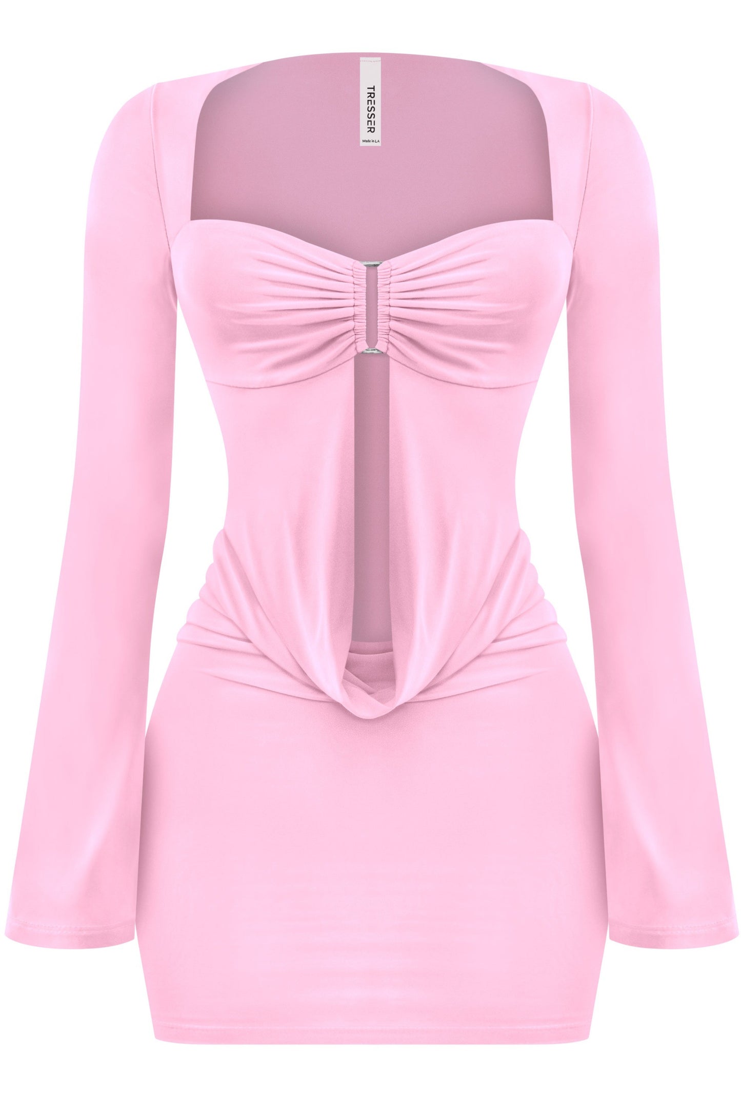 Women’s Long Sleeve Cut-Out Mini Dress with Metal hardware