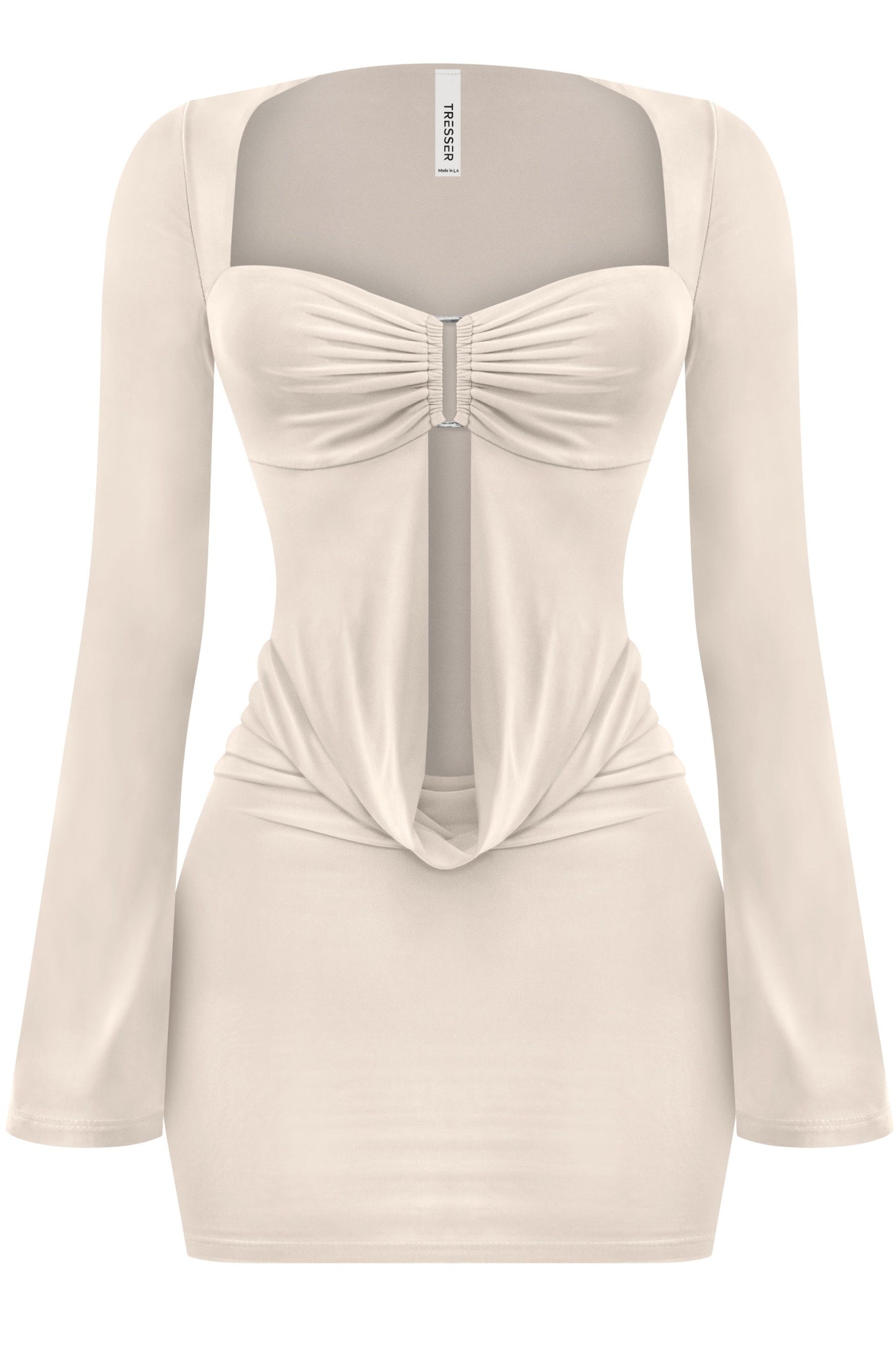 Women’s Long Sleeve Cut-Out Mini Dress with Metal hardware