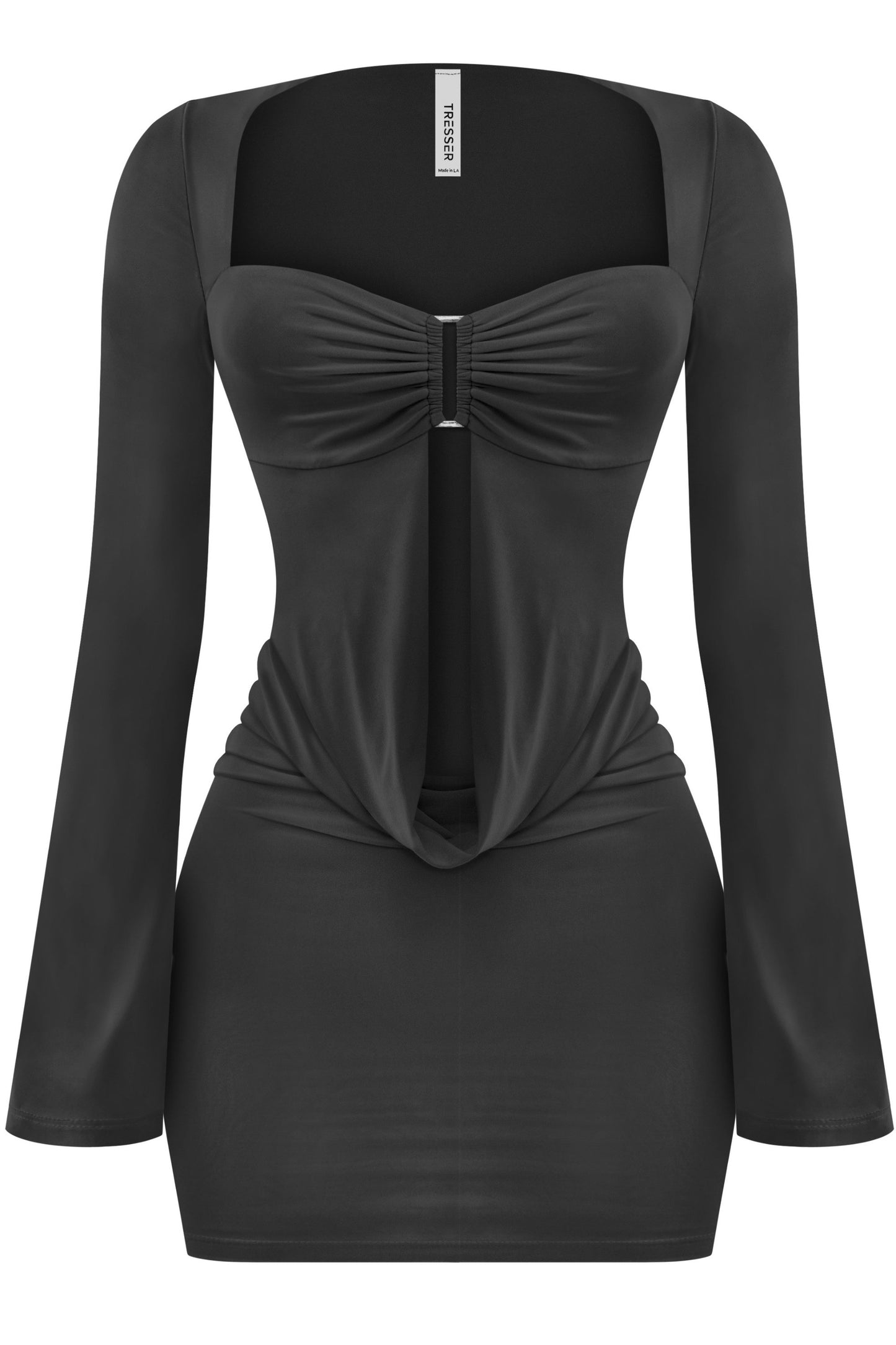 Women’s Long Sleeve Cut-Out Mini Dress with Metal hardware